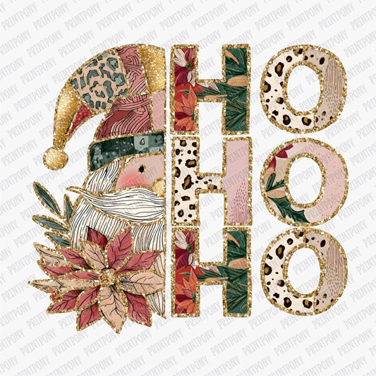 Ho Ho Ho Patchwork Santa DTF transfer - PrintPony