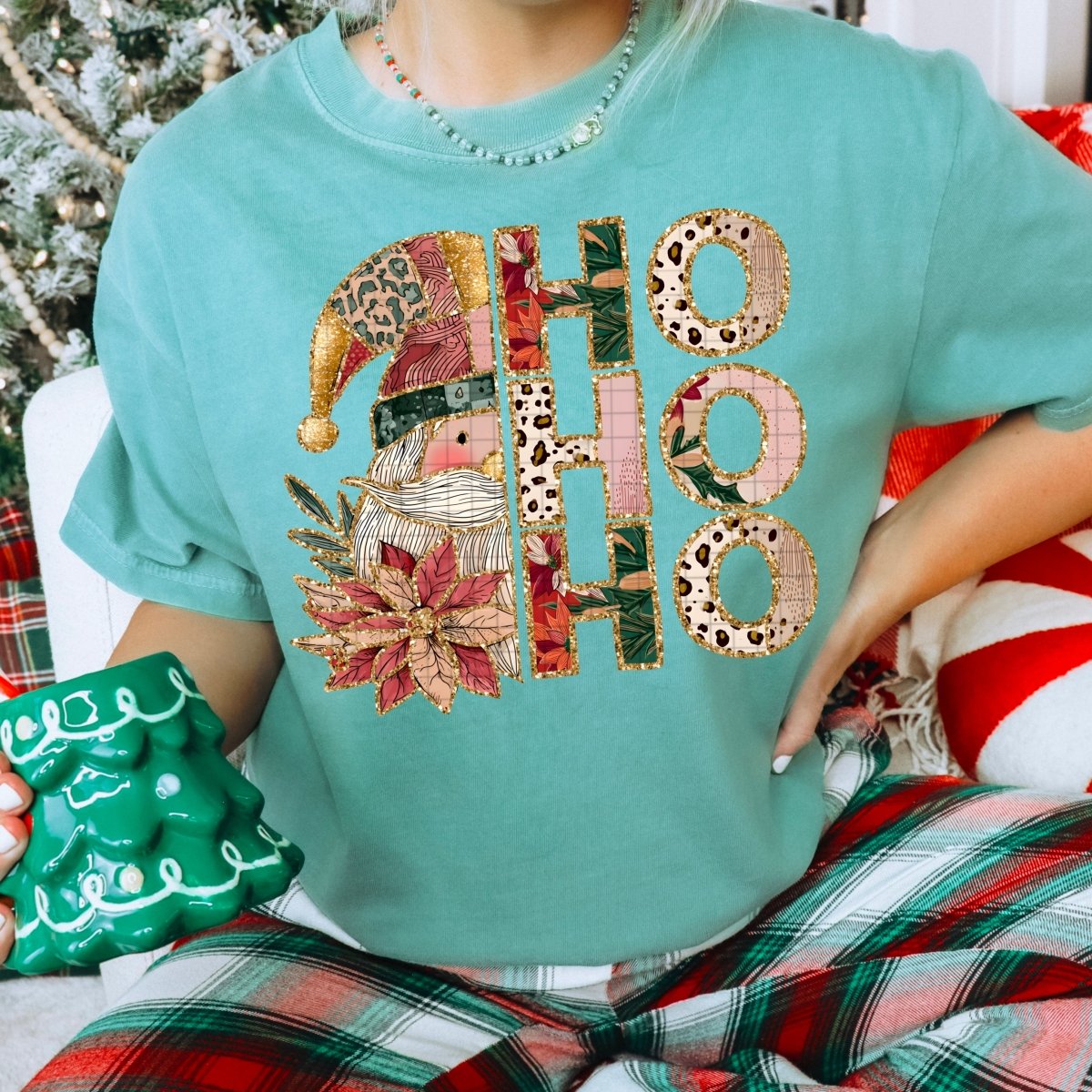 Ho Ho Ho Patchwork Santa DTF transfer - PrintPony