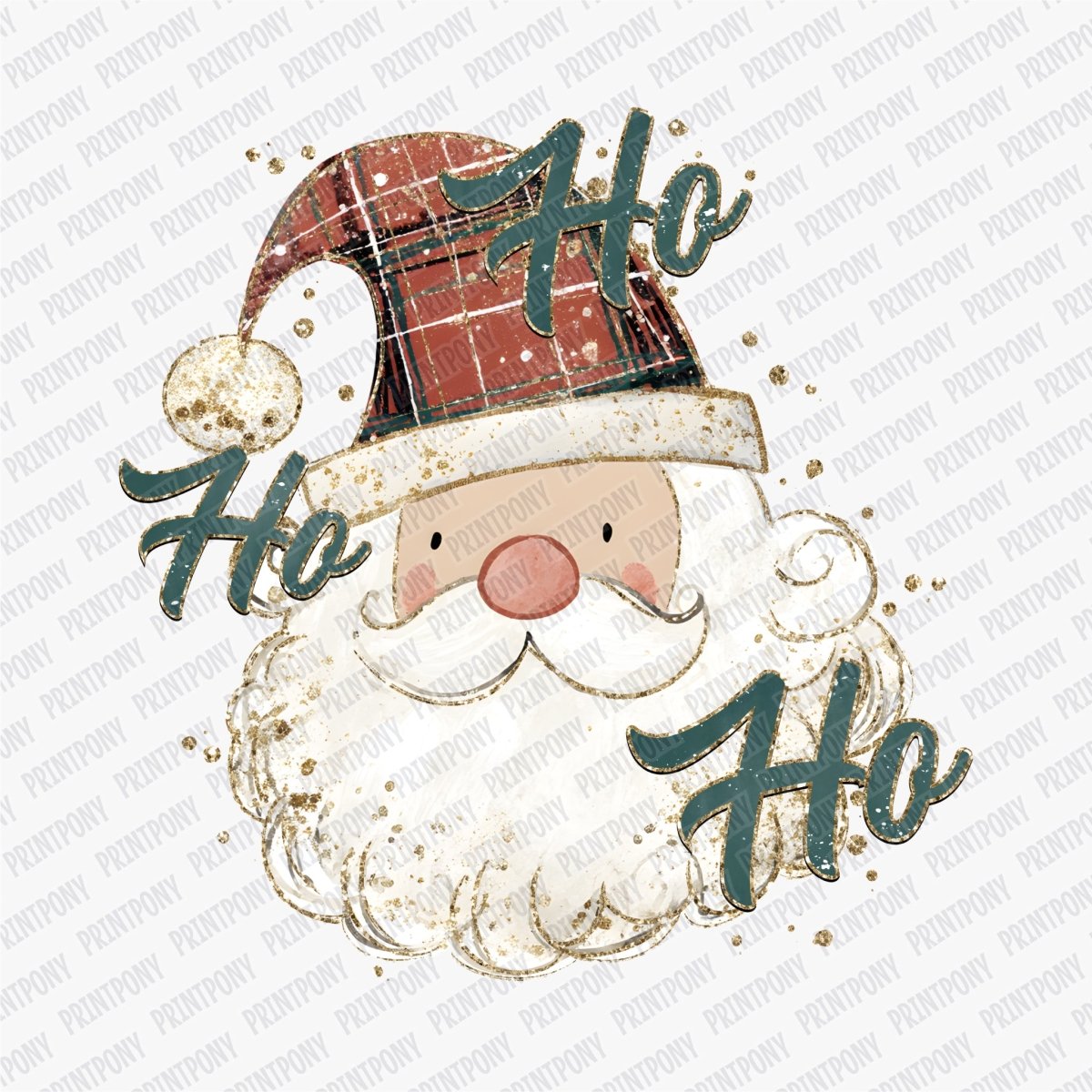 Ho Ho Ho Plaid Santa DTF transfer - PrintPony