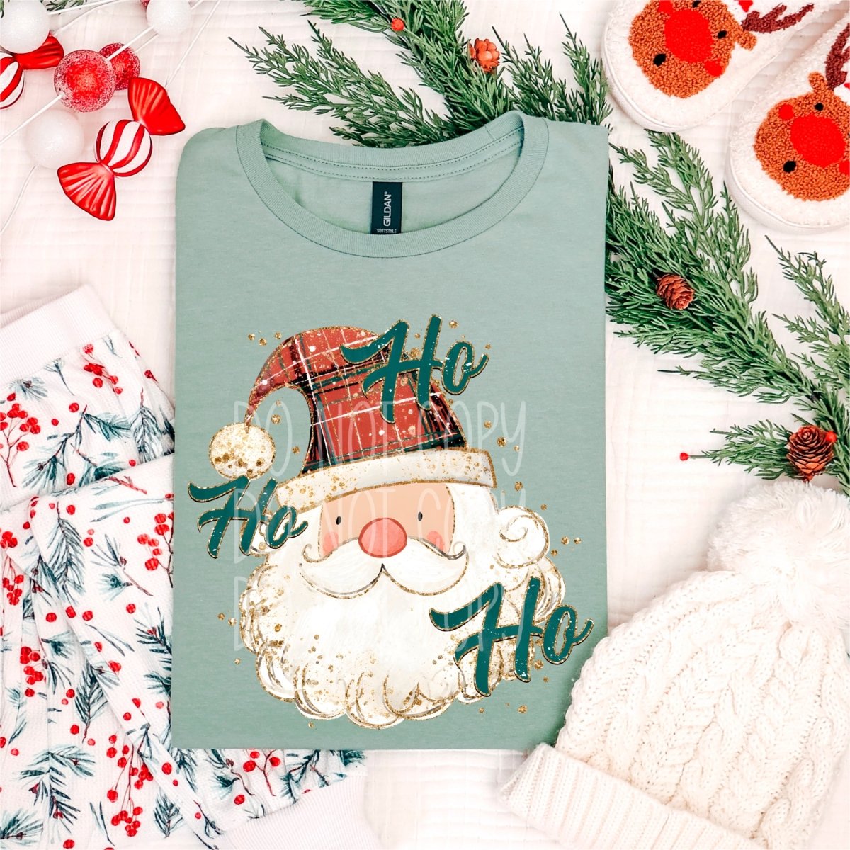Ho Ho Ho Plaid Santa DTF transfer - PrintPony