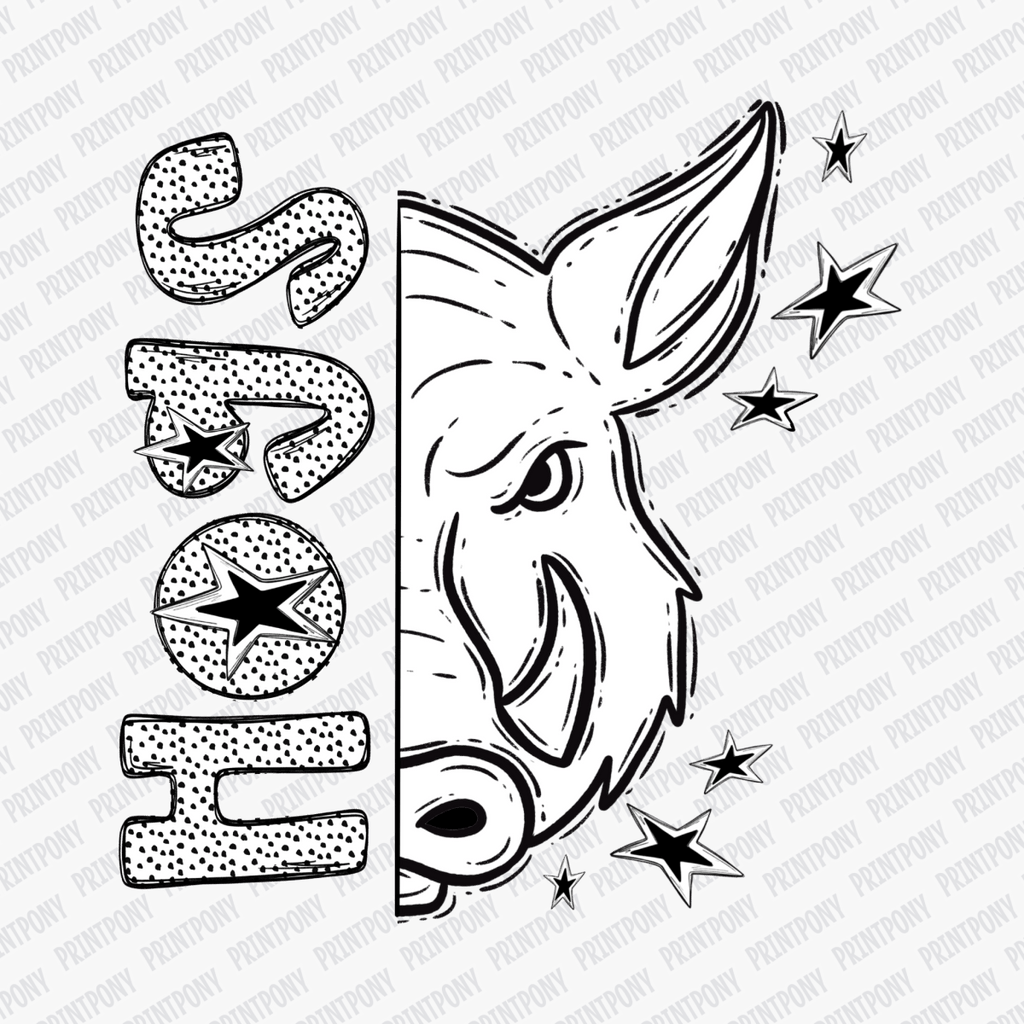 Hogs Mascot Dotted Design DTF Transfer - PrintPony