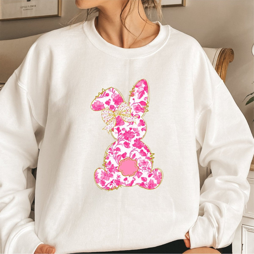 Hot Pink Floral Bunny DTF transfer - PrintPony