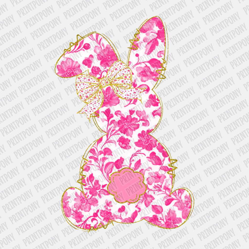 Hot Pink Floral Bunny DTF transfer - PrintPony