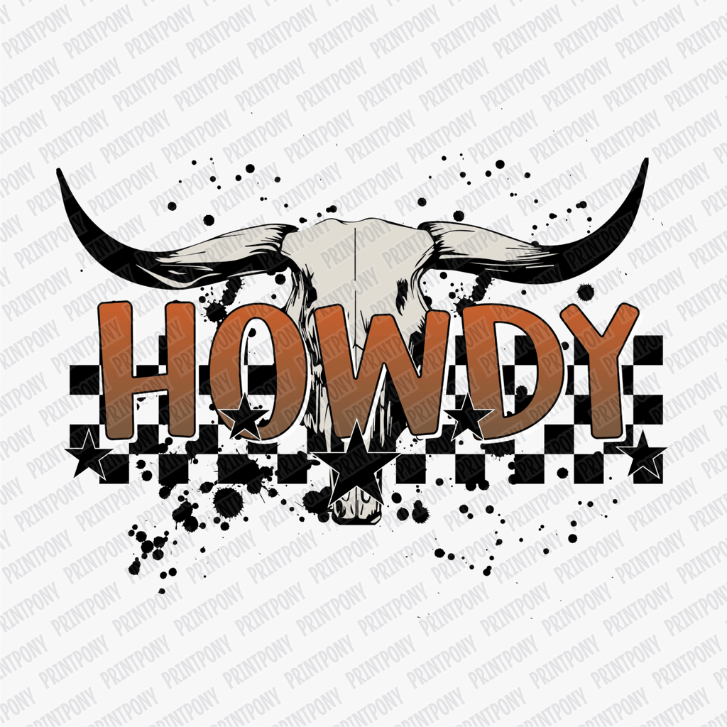 Howdy Cow Skull Western DTF Transfer - PrintPony™