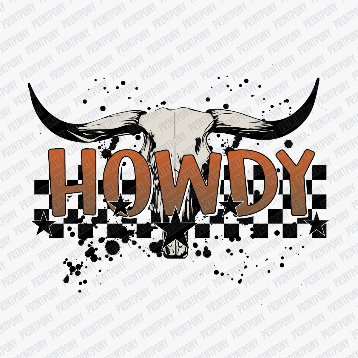 Howdy Cow Skull Western DTF Transfer - PrintPony™