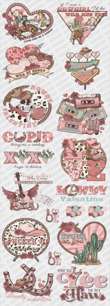 Howdy Ya'll Western Valentines Premade DTF Gang Sheet 22"X72" - Print Pony™