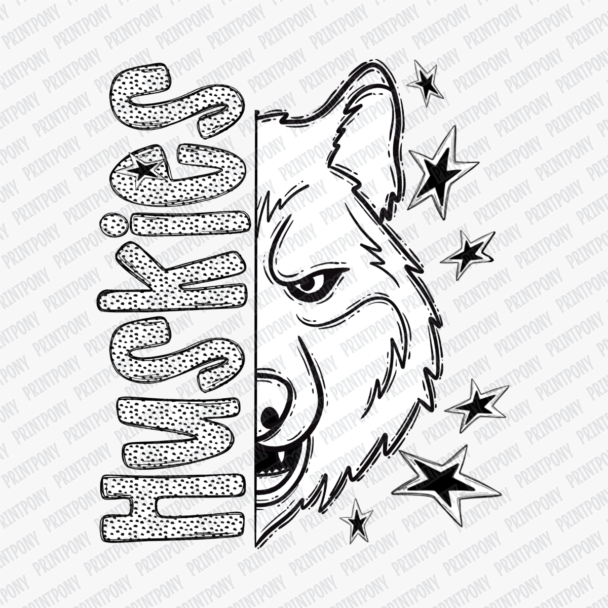 Huskies Dotted Design DTF Transfer - PrintPony