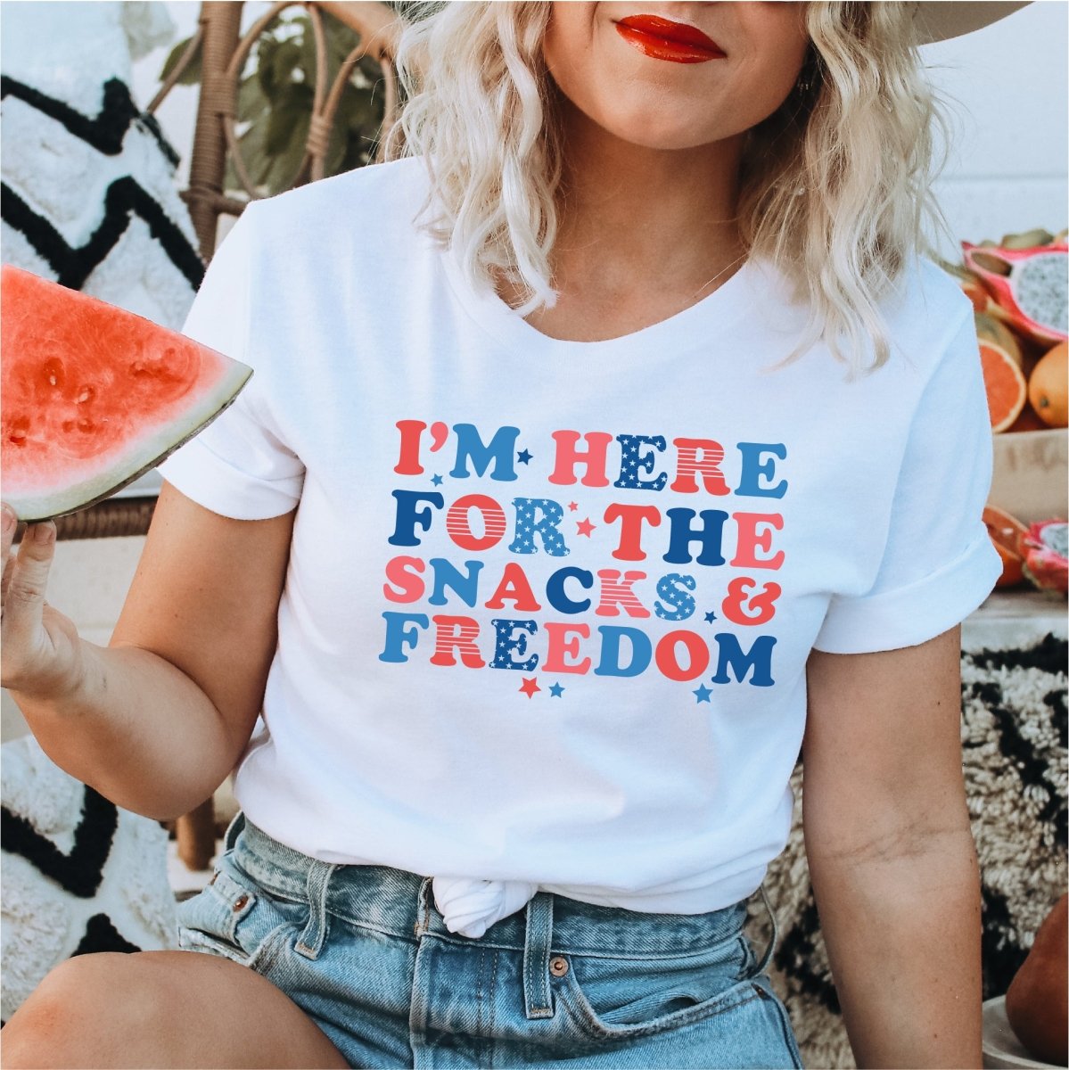 I'm here for the Snacks Patriotic DTF transfer - PrintPony