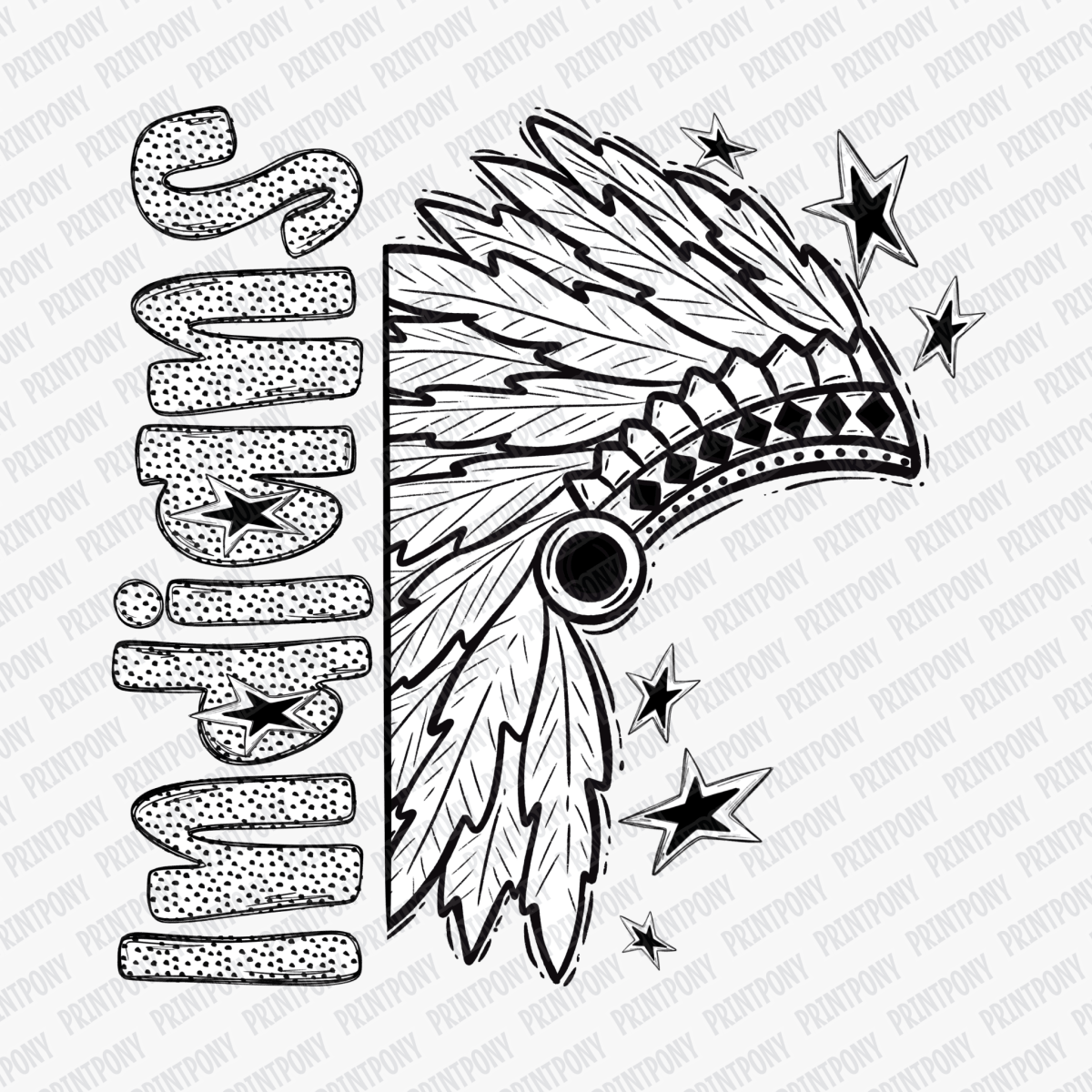 Indians Headdress Dotted Design DTF Transfer - PrintPony