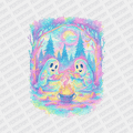 Iridescent Campfire Ghost Scene Halloween DTF Transfer - PrintPony