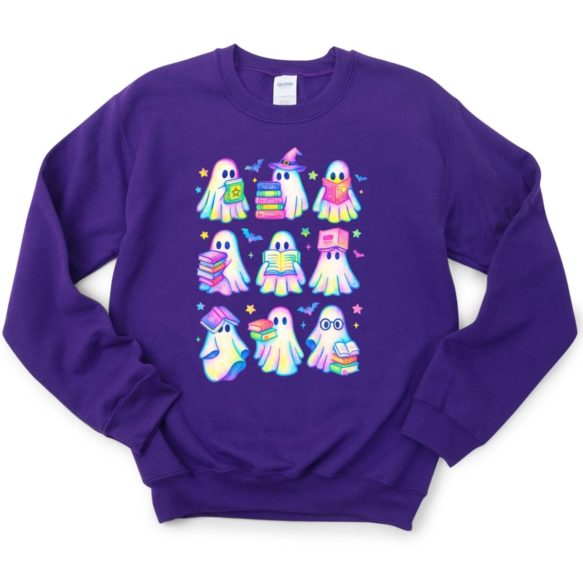 Iridescent Ghosts with Books Halloween DTF Transfer - PrintPony