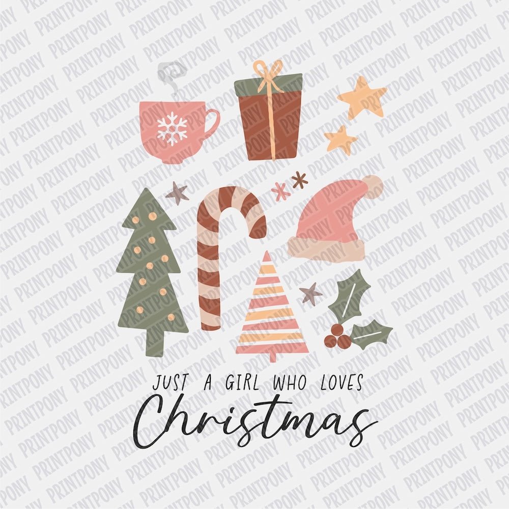 Just a Girl who Love's Christmas Boho DTF transfer - PrintPony