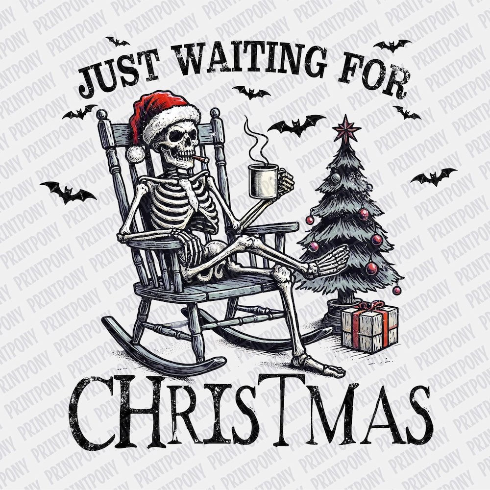 Just Waiting for Christmas (Black) DTF transfer - PrintPony