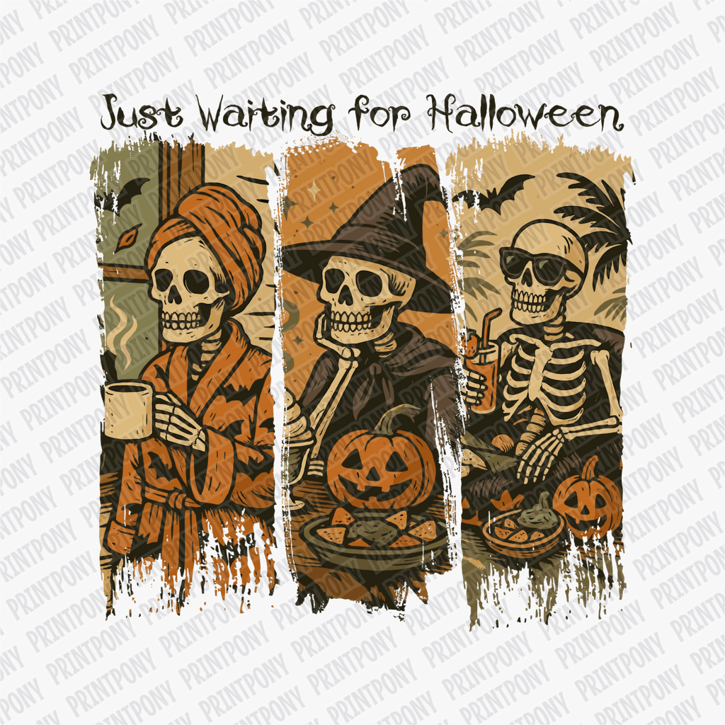 Just Waiting for Halloween Brushstroke DTF Transfer - PrintPony