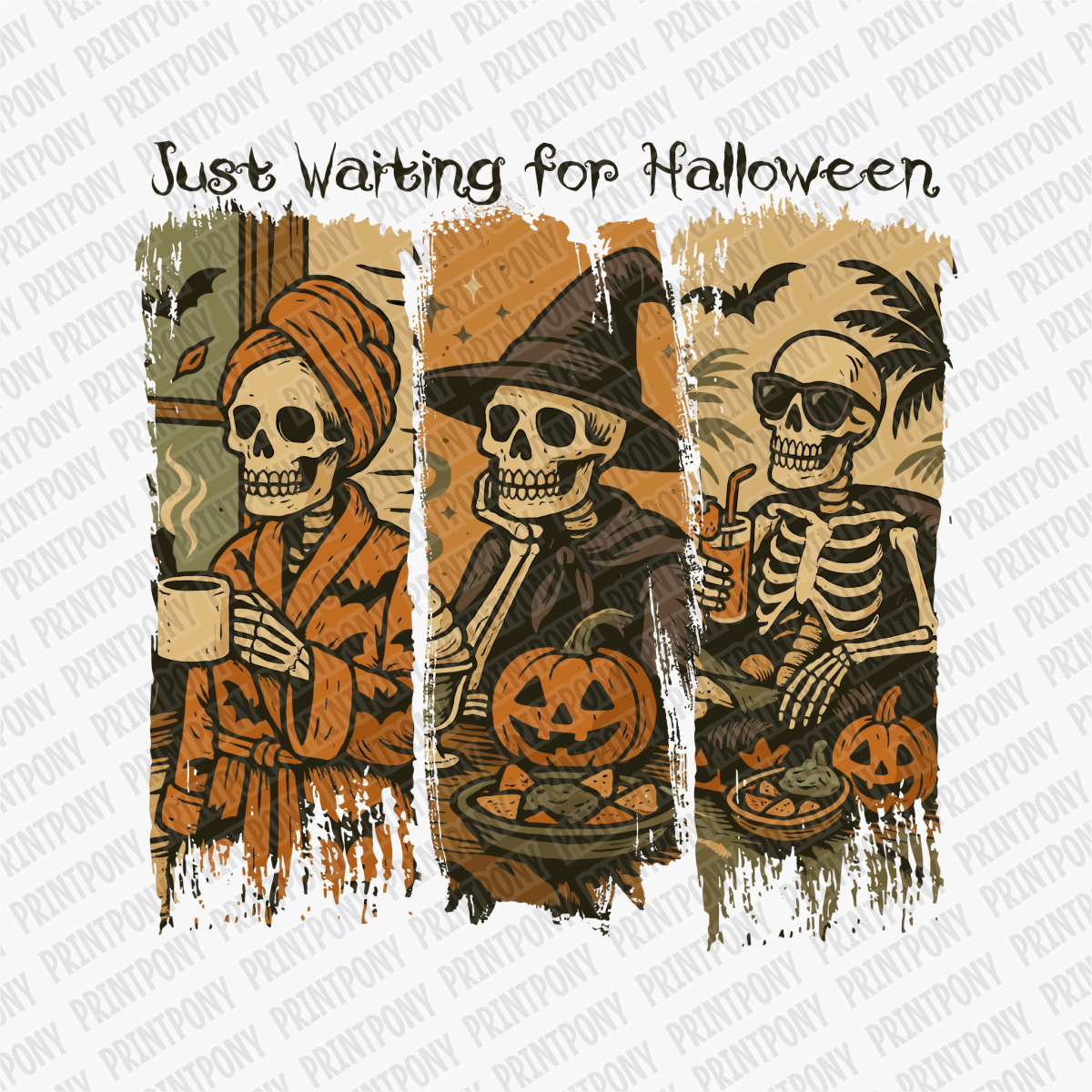 Just Waiting for Halloween Brushstroke DTF Transfer - PrintPony™