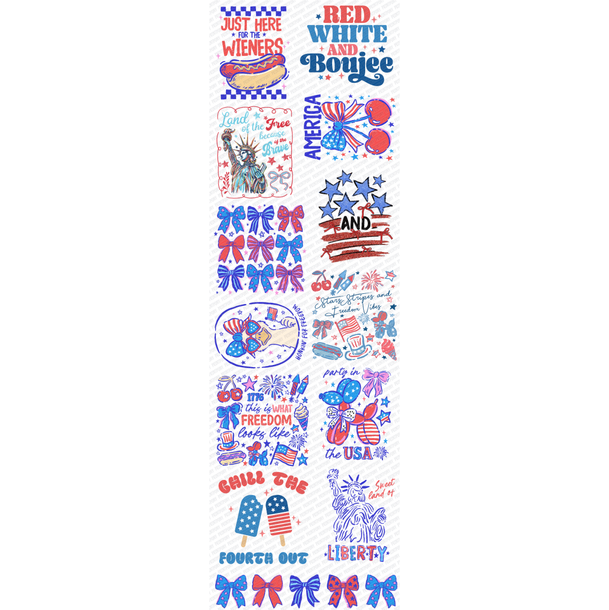 Land of the Free Premade Gang Sheet - DTF Transfer 22.5" X 72" - PrintPony