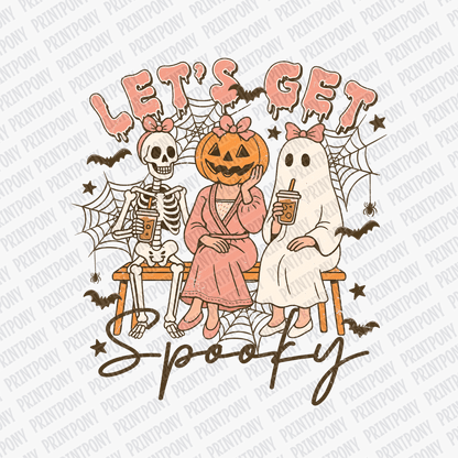 Let's Get Spooky, Skeleton, Pumpkin, and Ghost Halloween DTF Transfer - PrintPony™