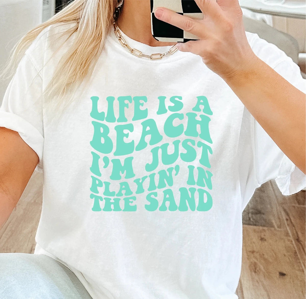 Life is a Beach Teal DTF transfer - PrintPony