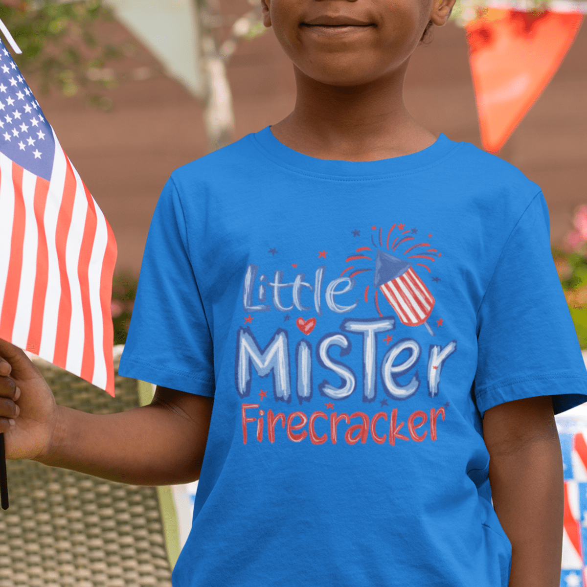 Little Mister Firecracker - Kid's Patriotic DTF transfer - PrintPony