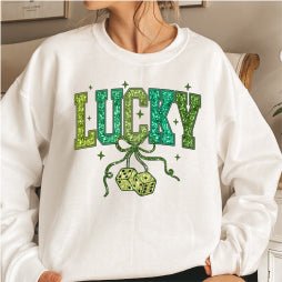 Lucky Dice Faux Sequins and Embroidered St. Patrick's DTF Transfer - Print Pony™