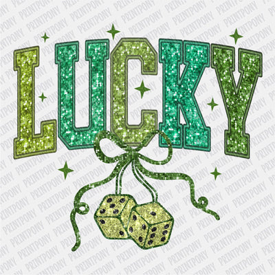 Lucky Dice Faux Sequins and Embroidered St. Patrick's DTF Transfer - Print Pony™