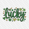 Lucky Hearts, Stars, and Shamrocks Faux Glitter DTF Transfer - PrintPony
