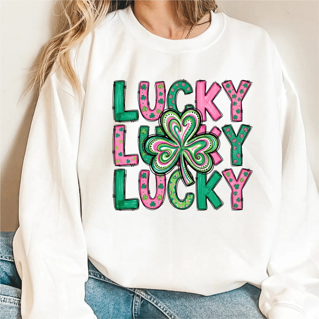 Lucky, Lucky, Lucky, Pink and Green DTF Transfer - PrintPony