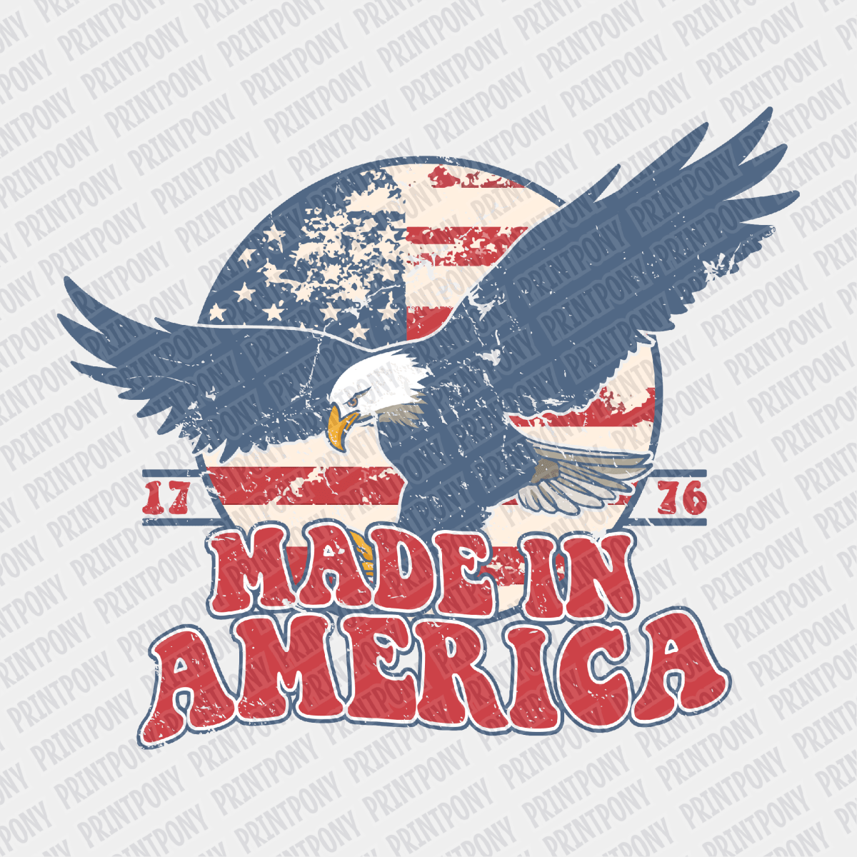 Made in America (Distressed) Patriotic DTF transfer - PrintPony
