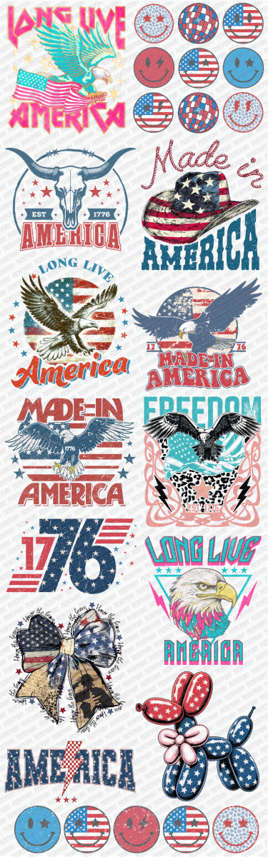Made in America, patriotic Gang Sheet (22.5" x 72") - PrintPony