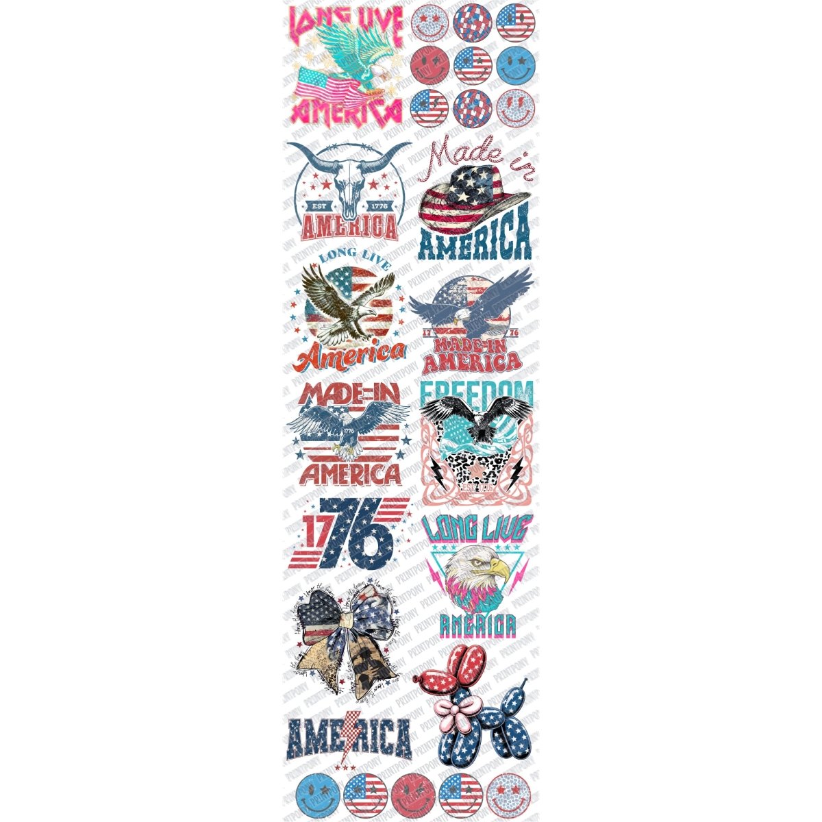 Made in America, patriotic Gang Sheet (22.5" x 72") - PrintPony