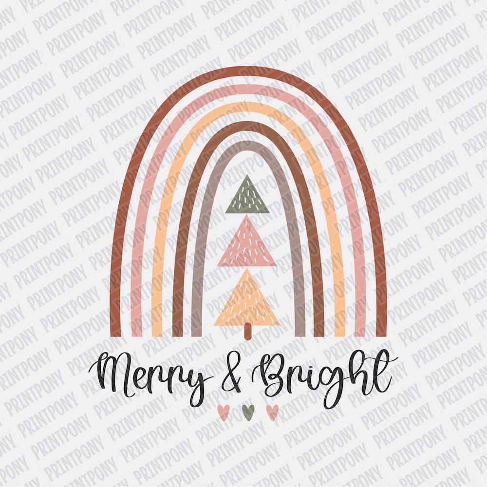 Merry and Bright Boho DTF transfer - PrintPony