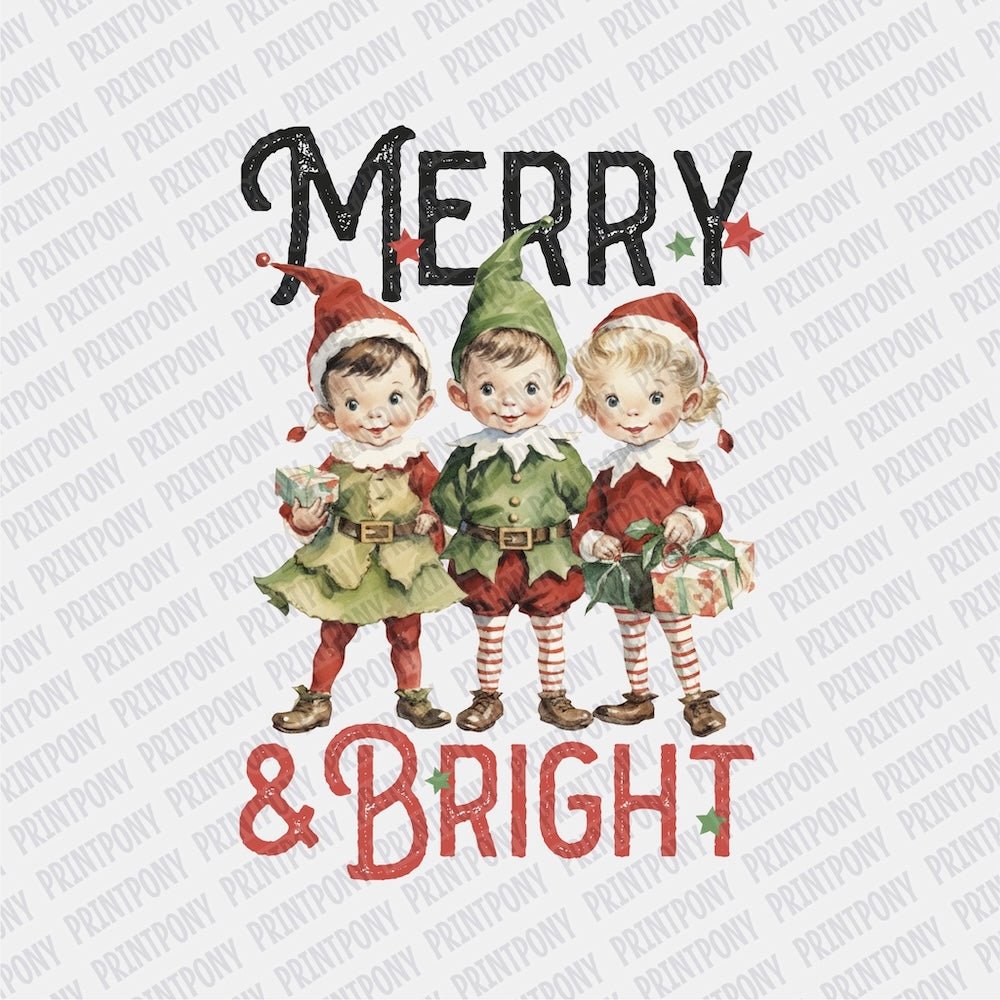 Merry and Bright Elves DTF transfer - Print Pony‚Äö√ë¬¢
