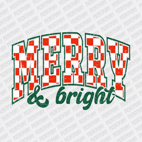 Merry & Bright Checkered DTF Transfer - Print Pony‚Ñ¢