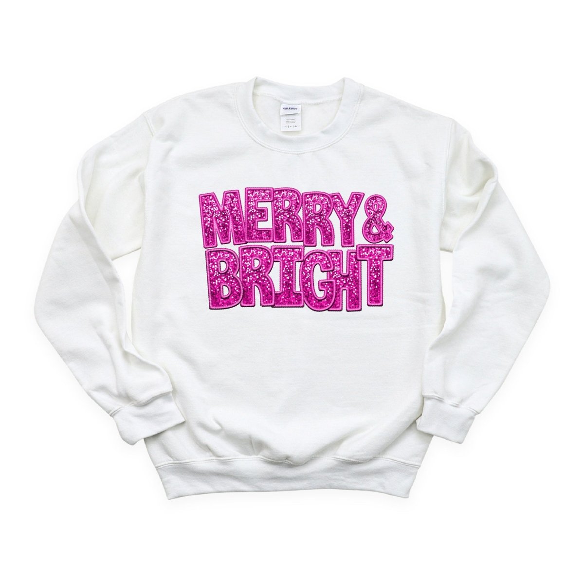 Merry & Bright Faux embroidery Sequins DTF transfer - PrintPony¬Æ