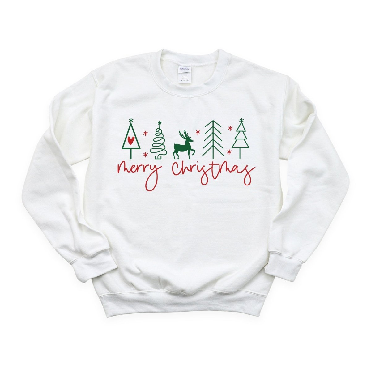 Merry Christmas Deer and Green Trees DTF transfer - PrintPony¬Æ