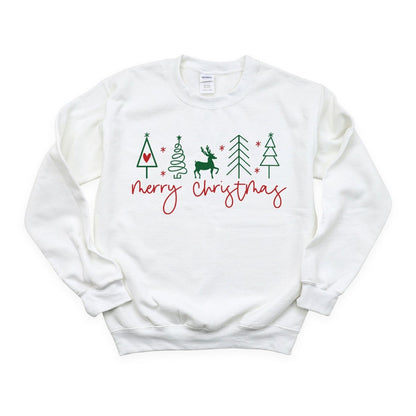 Merry Christmas Deer and Green Trees DTF transfer - PrintPony®