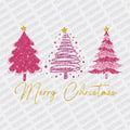 Merry Christmas Faux Glitter Trees DTF transfer - Print Pony‚Äö√ë¬¢
