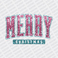 Merry Christmas Faux Sequins Teal and Pink DTF transfer - Print Pony‚Äö√ë¬¢