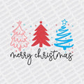 Merry Christmas pink, red, and blue Christmas Trees DTF transfer - Print Pony‚Äö√ë¬¢