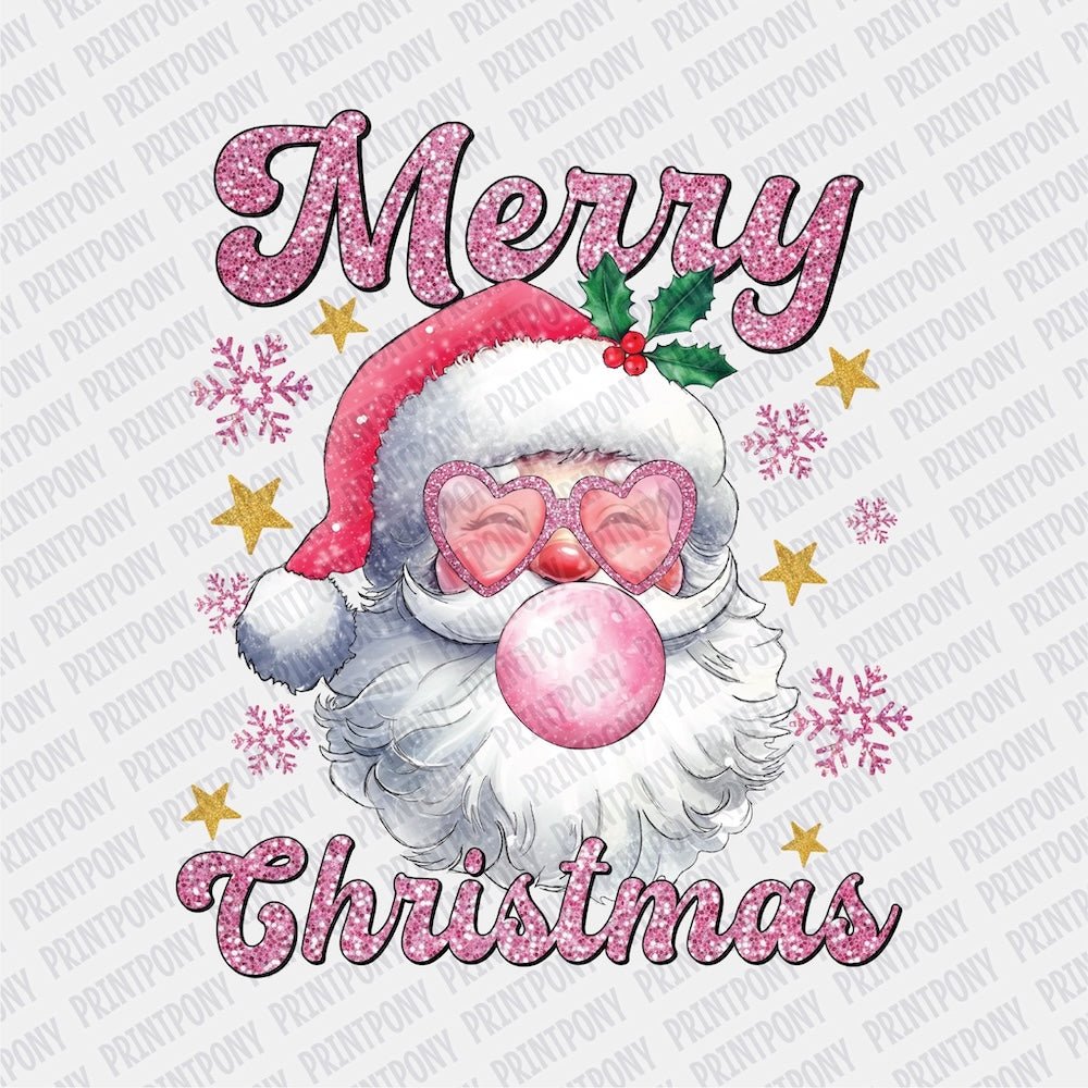 Merry Christmas Pink Santa DTF transfer - Print Pony‚Äö√ë¬¢