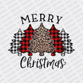 Merry Christmas Plaid & Cheetah print trees DTF transfer - PrintPony