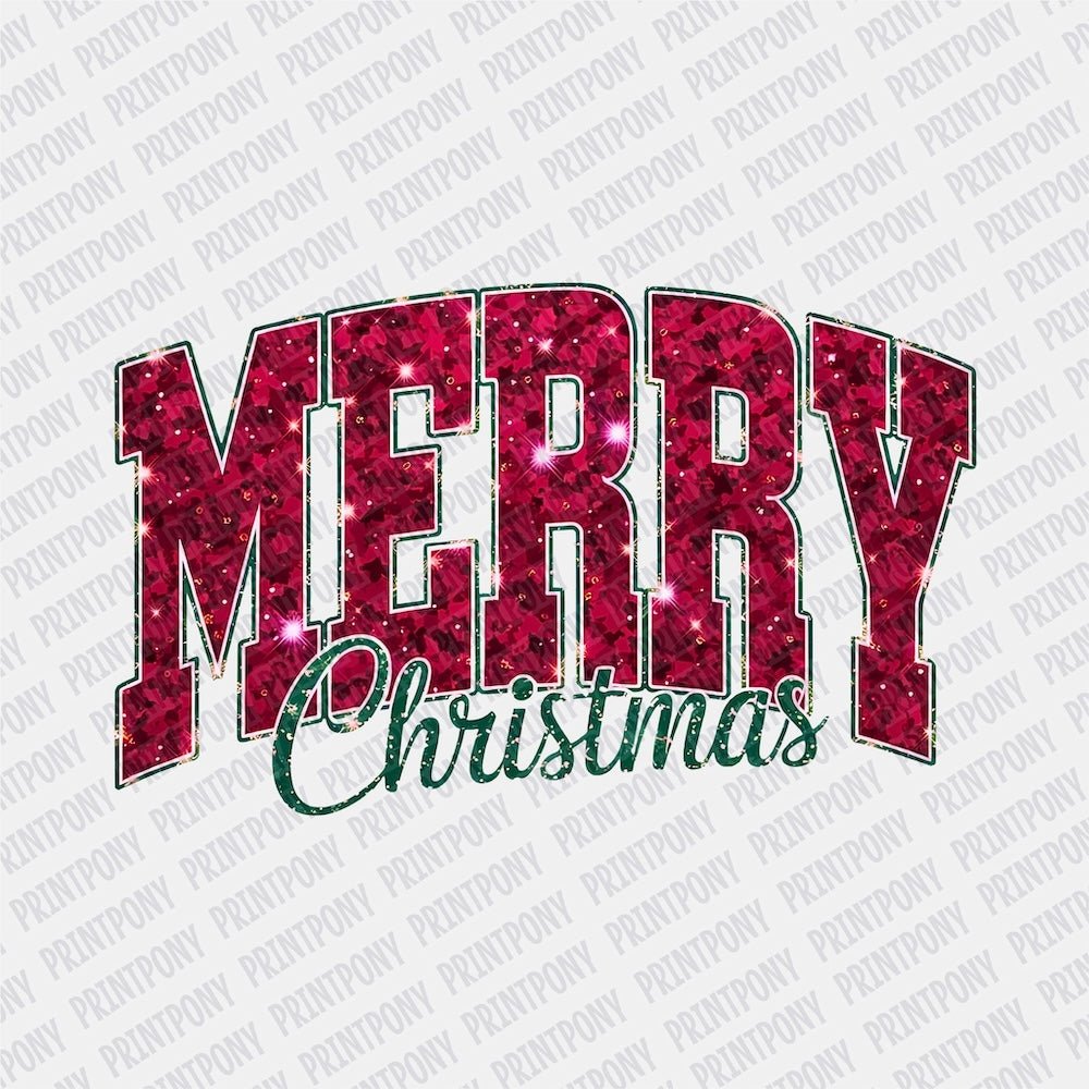 Merry Christmas Sparkly DTF transfer - Print Pony‚Äö√ë¬¢