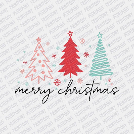 Merry Christmas Trees DTF transfer - Print Pony‚Ñ¢