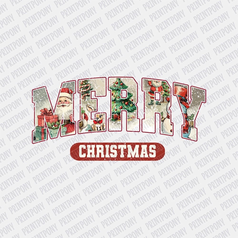 Merry Christmas vintage DTF transfer - Print Pony‚Äö√ë¬¢
