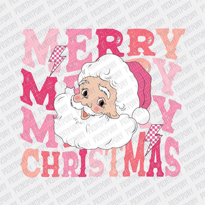 Merry, Merry, Merry, Christmas Pink Santa DTF Transfer - Print Pony™