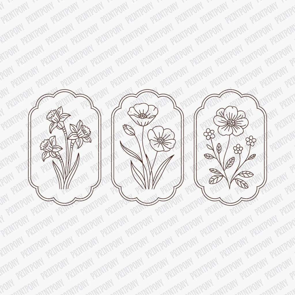 Minimalist floral DTF Transfer - PrintPony