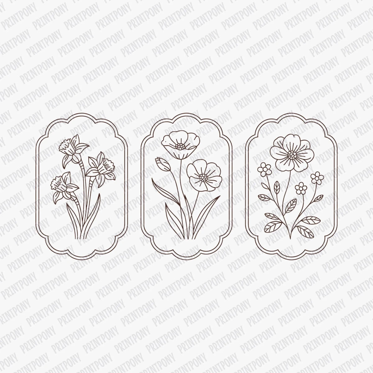 Minimalist floral DTF Transfer - PrintPony