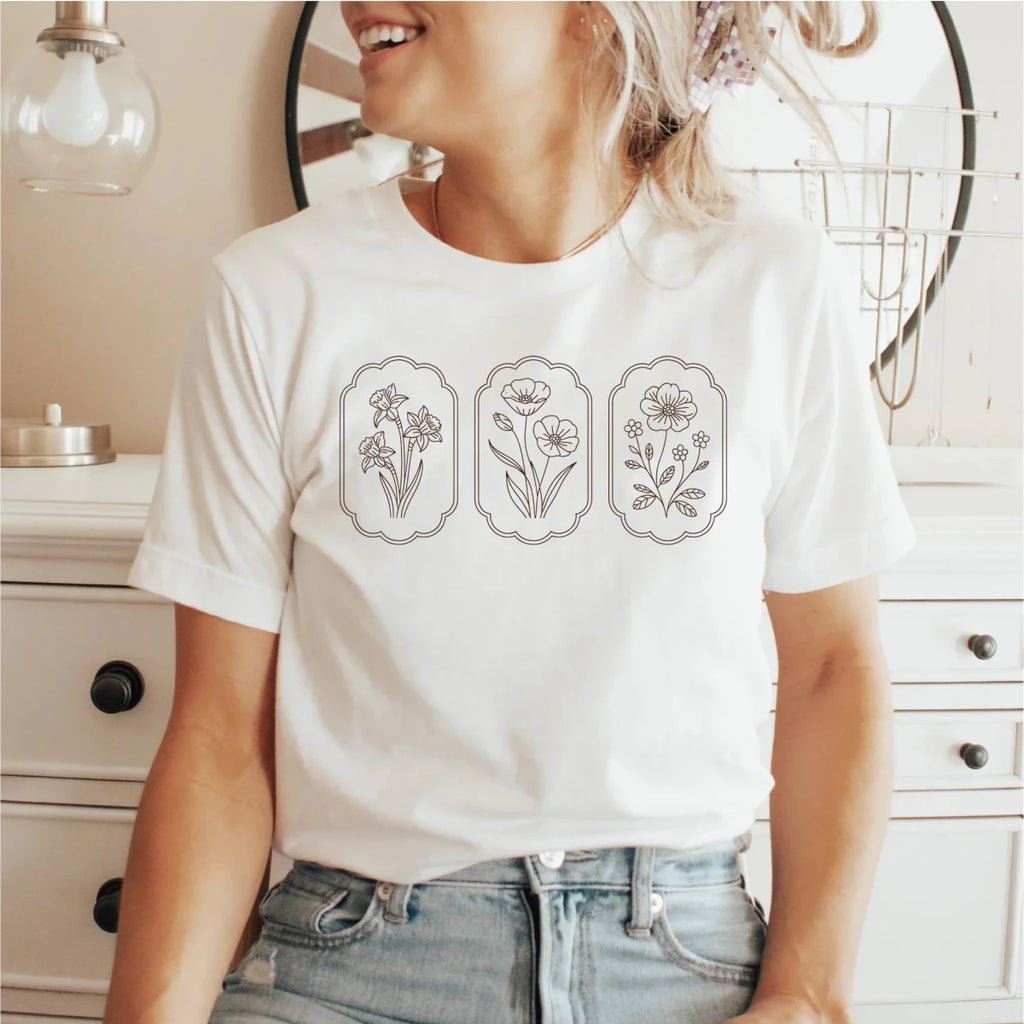 Minimalist floral DTF Transfer - PrintPony