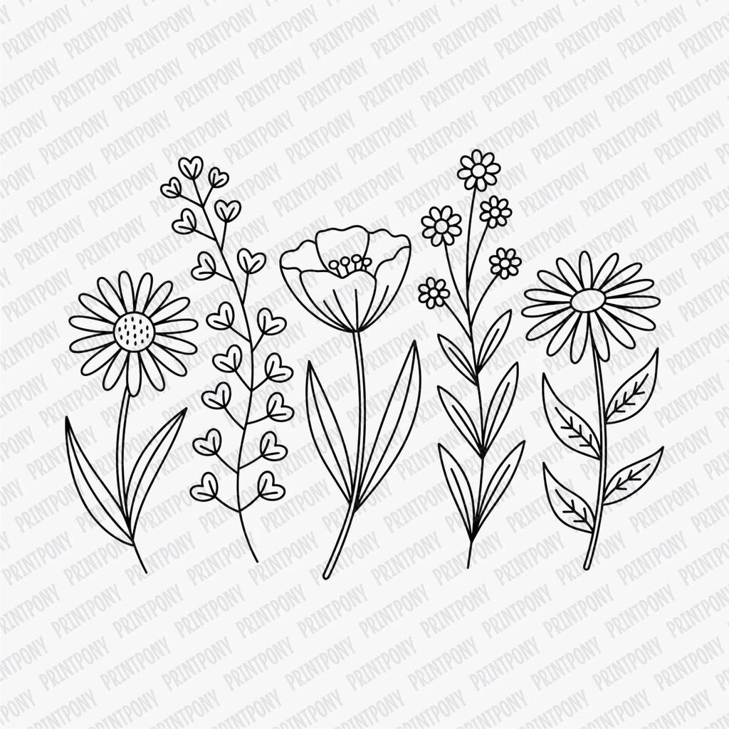 Minimalist Wildflowers DTF Transfer - PrintPony