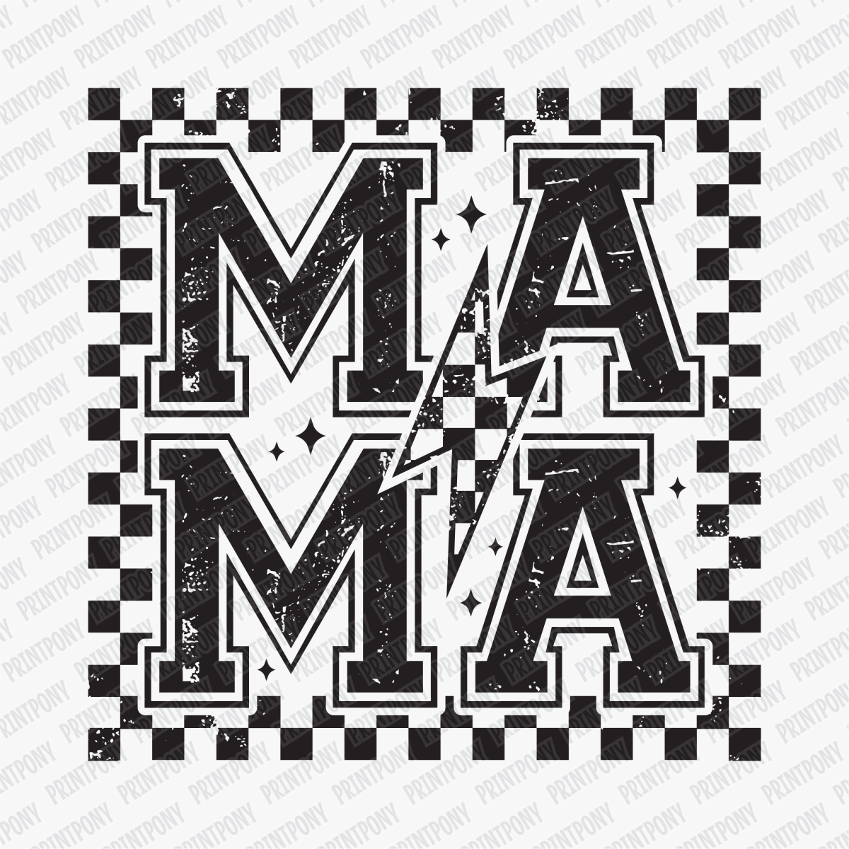 Mother hood (Black Checkered) - DTF transfer - PrintPony®